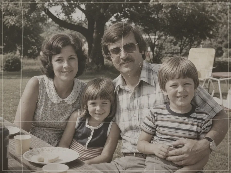 Family portrait sample before restoration