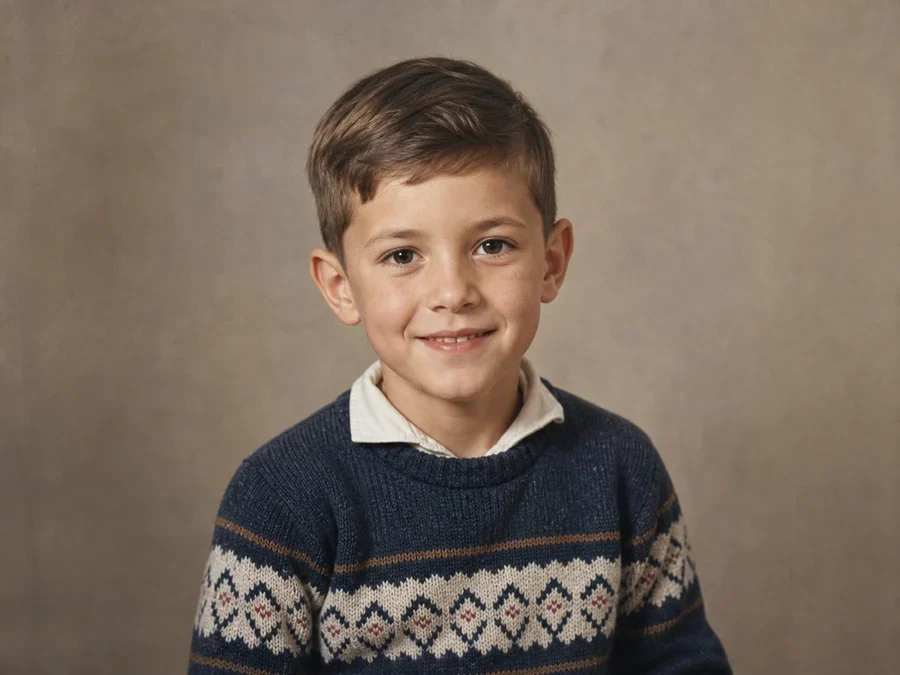 Scratched school portrait after restoration